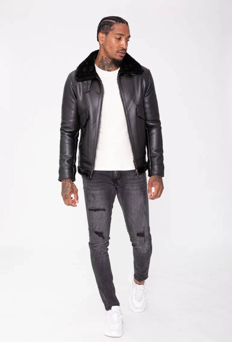 Blouson avec col fourrure