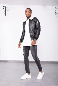Blouson bombers avec col mouton