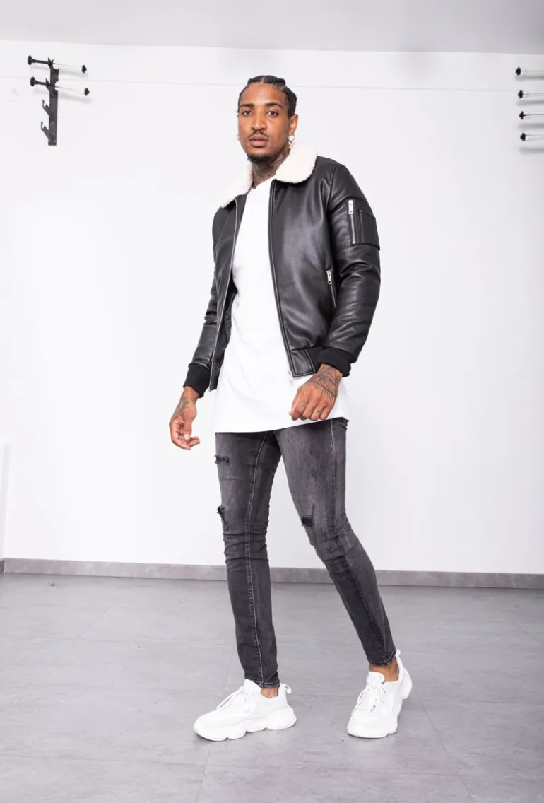Blouson bombers avec col mouton