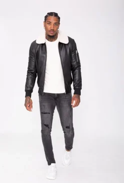 Blouson bombers avec col mouton