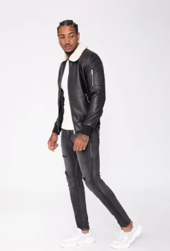Blouson bombers avec col mouton