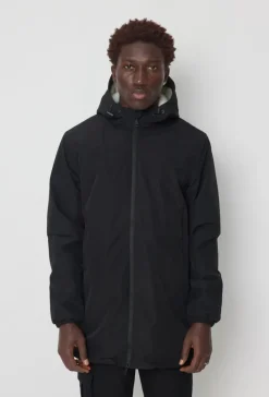 Blouson mi long à capuche moumoute