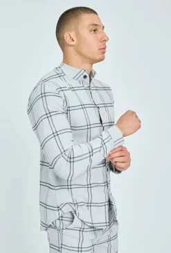 Chemise à carreaux col mao