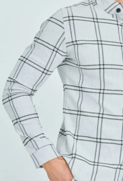 Chemise à carreaux col mao