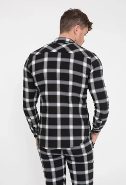 Chemise à carreaux col mao