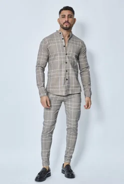 Chemise à carreaux col mao