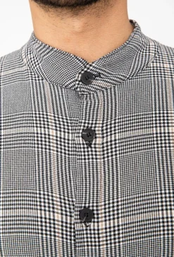 Chemise à carreaux col mao