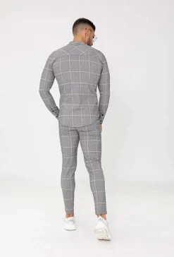 Chemise à carreaux col mao