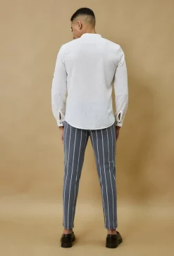 Chemise à col mao effet lin