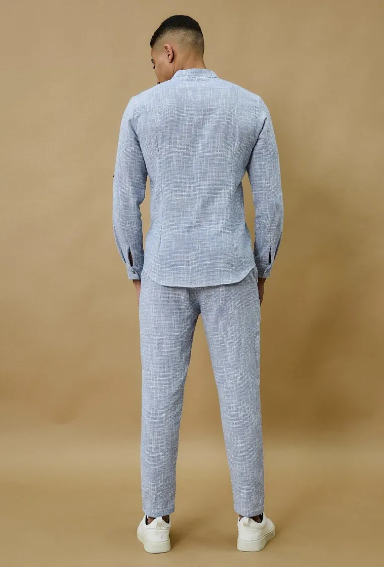 Chemise à col mao effet lin