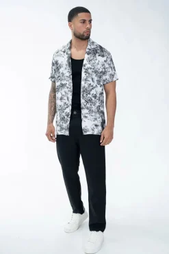 Chemise à effet satin fleuri