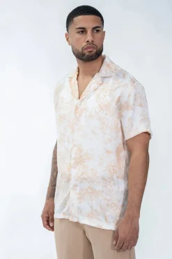 Chemise à effet satin fleuri