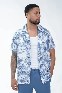 Chemise à effet satin fleuri