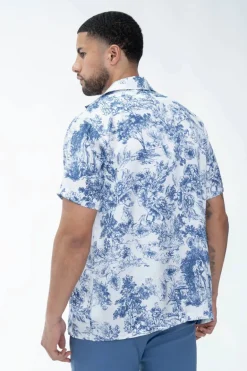 Chemise à effet satin fleuri