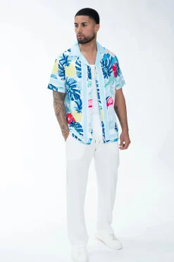 Chemise à l'imprimé tropical exotique