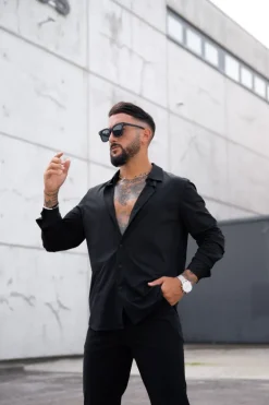 Chemise à manche longues boutonnée pour homme