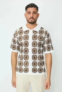 Chemise à manches courtes en tricot transparent