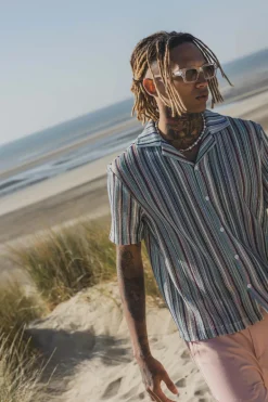 Chemise à manches courtes à rayures