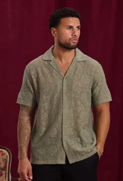 Chemise à manches courtes avec motif ton sur ton
