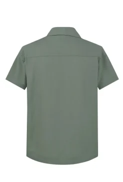 Chemise à manches courtes unie à multiples poches