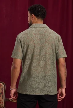 Chemise à manches courtes avec motif ton sur ton