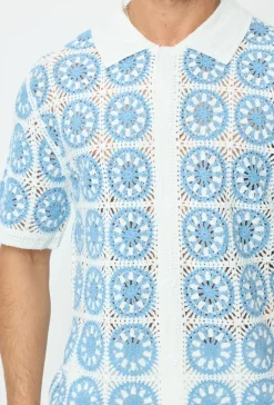 Chemise à manches courtes en tricot transparent