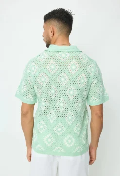 Chemise à manches courtes en tricot transparent
