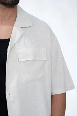 Chemise à manches courtes unie à multiples poches