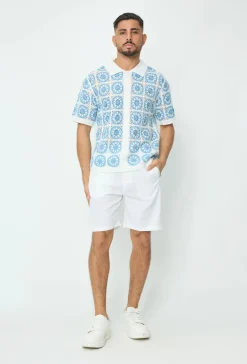 Chemise à manches courtes en tricot transparent