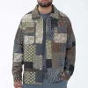 Chemise à manches longues patchwork de différents motifs et tissus
