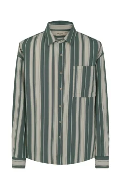 Chemise à manches longues avec des rayures verticales et une poche sur