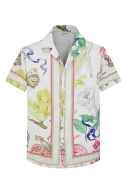 Chemise à motifs florals et faune