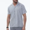 Chemise à rayures manches courtes texturée