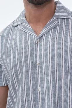 Chemise à rayures manches courtes texturée