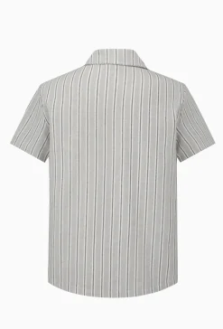 Chemise à rayures manches courtes texturée