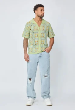 Chemise ajourée à boutons