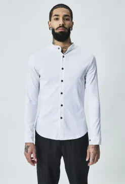Chemise col mao à boutons fantaisie