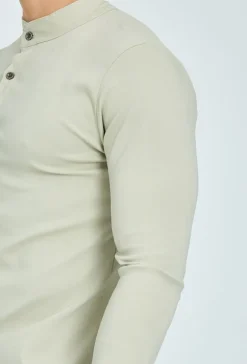 Chemise col mao à boutons fantaisie