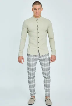 Chemise col mao à boutons fantaisie