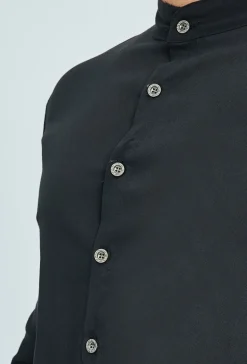 Chemise col mao à boutons fantaisie
