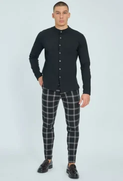 Chemise col mao à boutons fantaisie