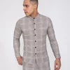 Chemise col mao à carreaux
