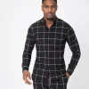 Chemise col mao à carreaux