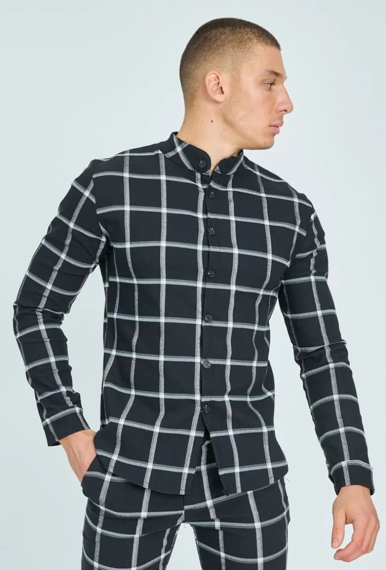 Chemise col mao à carreaux