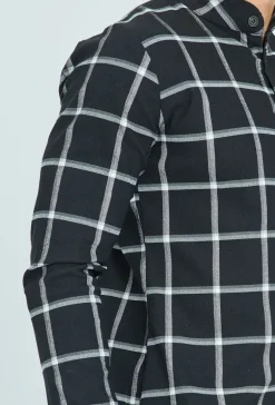 Chemise col mao à carreaux