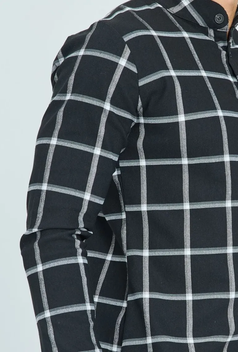 Chemise col mao à carreaux