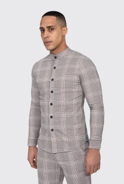 Chemise col mao à carreaux