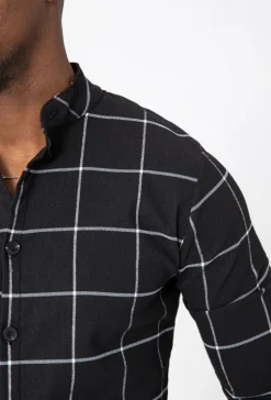 Chemise col mao à carreaux