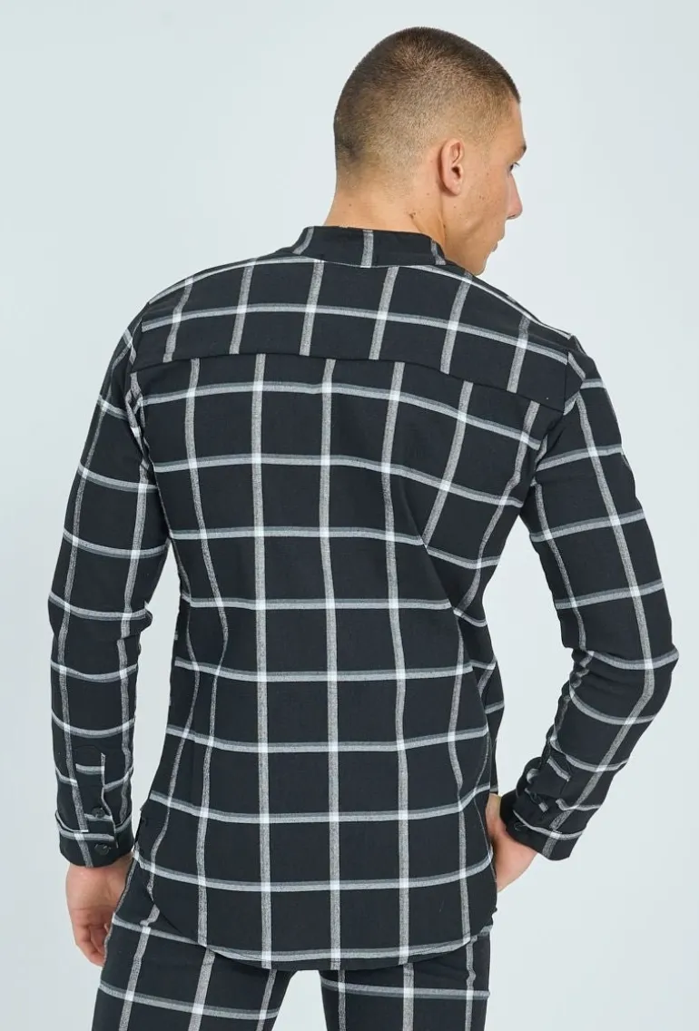 Chemise col mao à carreaux