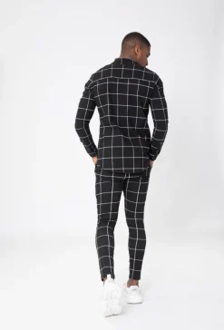 Chemise col mao à carreaux